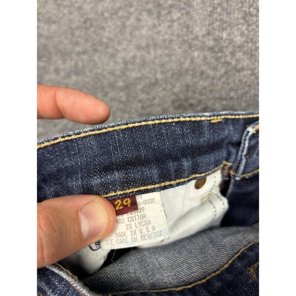 7 For All Mankind Jeans Womens 29 Blue Boy Cut Bootcut Stretch Denim Made USA - Picture 9 of 11